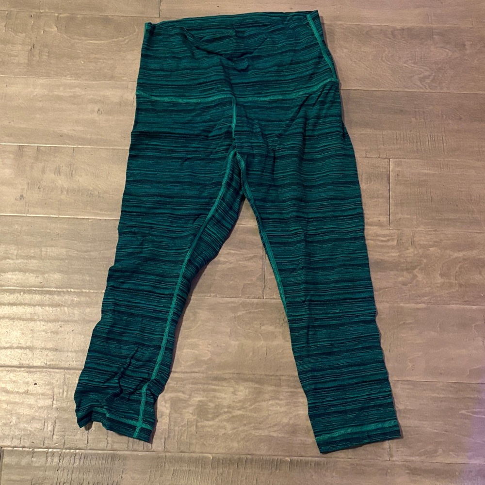 lululemon athletica green Striped crop Leggings
